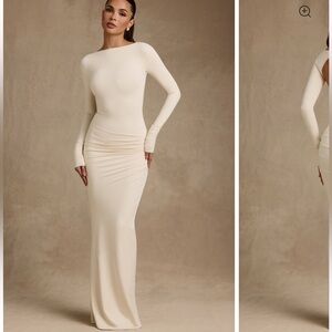 Elegant Ivory Long Sleeve Dress